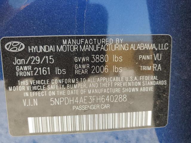 Photo 11 VIN: 5NPDH4AE3FH640288 - HYUNDAI ELANTRA SE 