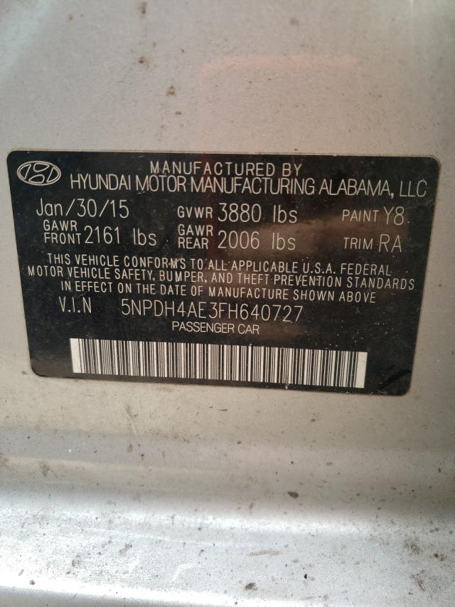 Photo 9 VIN: 5NPDH4AE3FH640727 - HYUNDAI ELANTRA SE 