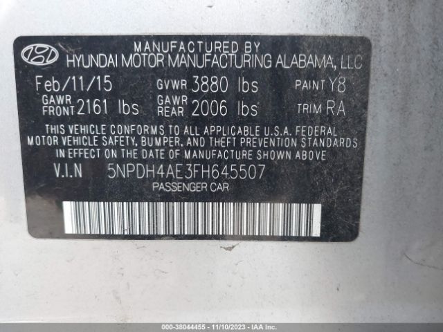 Photo 8 VIN: 5NPDH4AE3FH645507 - HYUNDAI ELANTRA 