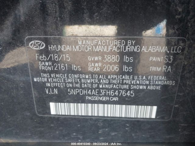 Photo 8 VIN: 5NPDH4AE3FH647645 - HYUNDAI ELANTRA 