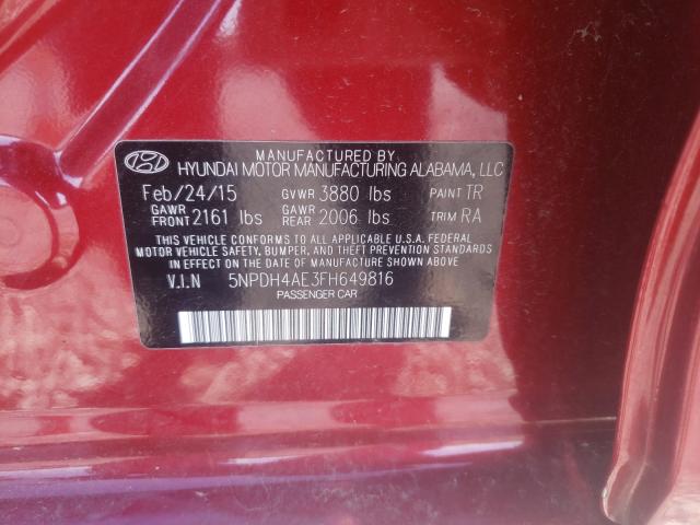 Photo 9 VIN: 5NPDH4AE3FH649816 - HYUNDAI ELANTRA SE 