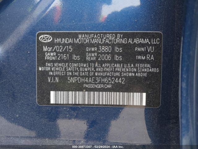 Photo 8 VIN: 5NPDH4AE3FH652442 - HYUNDAI ELANTRA 