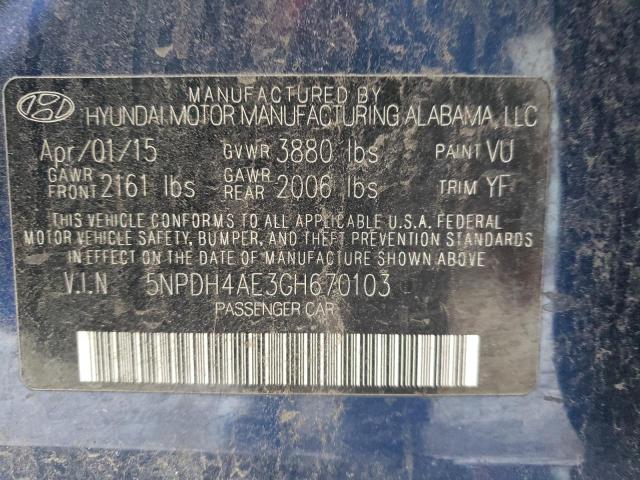 Photo 12 VIN: 5NPDH4AE3GH670103 - HYUNDAI ELANTRA 