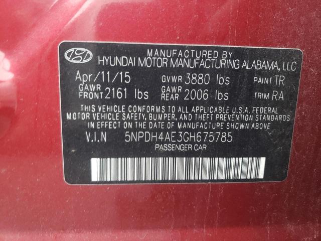 Photo 11 VIN: 5NPDH4AE3GH675785 - HYUNDAI ELANTRA SE 