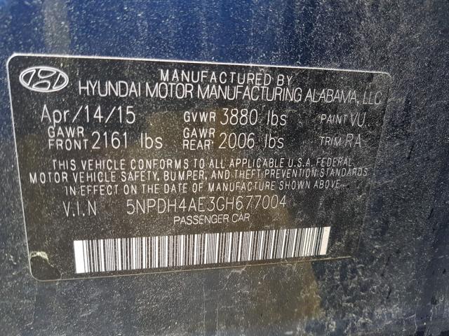 Photo 9 VIN: 5NPDH4AE3GH677004 - HYUNDAI ELANTRA SE 