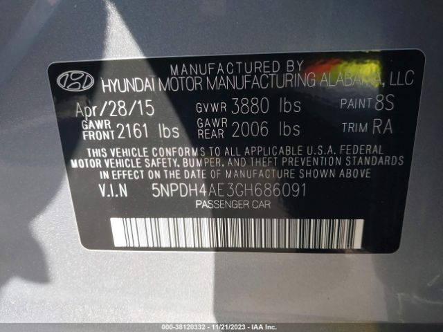 Photo 8 VIN: 5NPDH4AE3GH686091 - HYUNDAI ELANTRA 