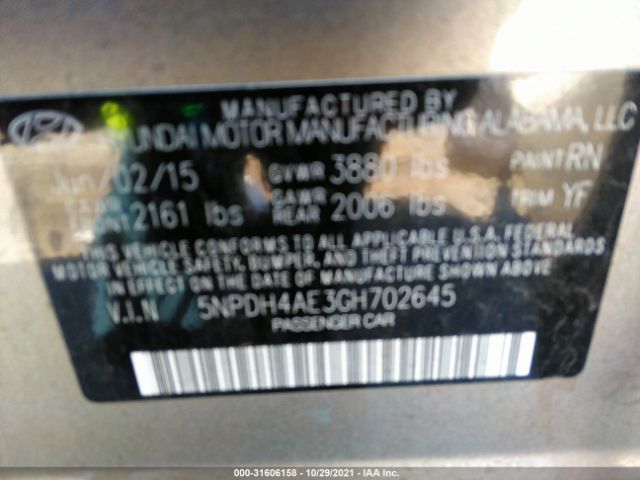 Photo 8 VIN: 5NPDH4AE3GH702645 - HYUNDAI ELANTRA 