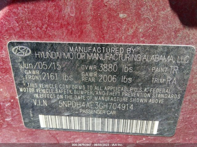 Photo 8 VIN: 5NPDH4AE3GH704914 - HYUNDAI ELANTRA 