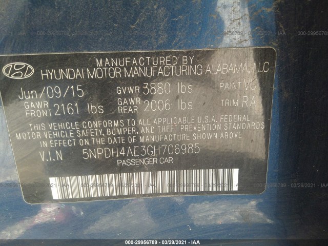 Photo 8 VIN: 5NPDH4AE3GH706985 - HYUNDAI ELANTRA 