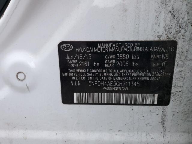 Photo 12 VIN: 5NPDH4AE3GH711345 - HYUNDAI ELANTRA SE 