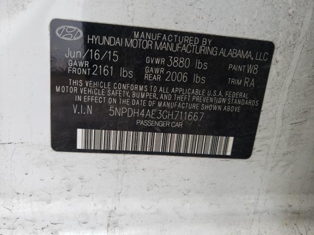 Photo 9 VIN: 5NPDH4AE3GH711667 - HYUNDAI ELANTRA SE 