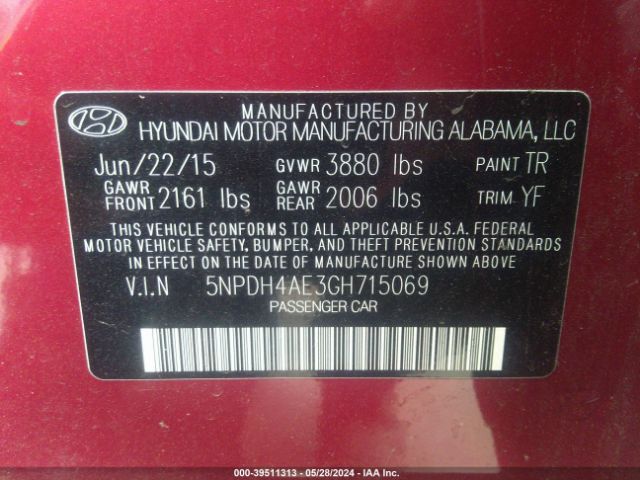 Photo 8 VIN: 5NPDH4AE3GH715069 - HYUNDAI ELANTRA 