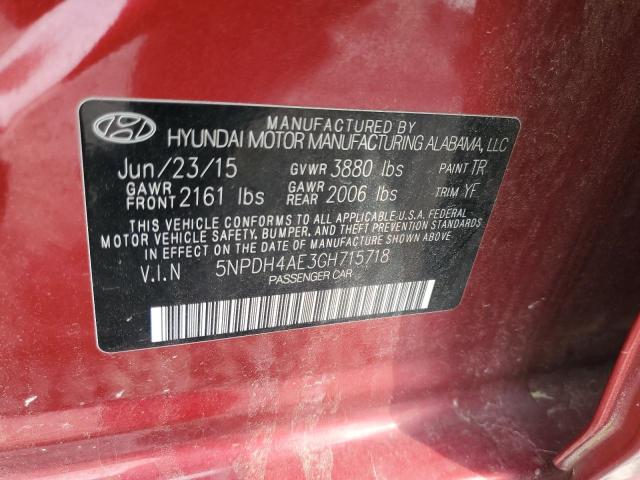 Photo 11 VIN: 5NPDH4AE3GH715718 - HYUNDAI ELANTRA SE 