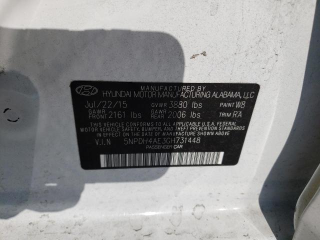 Photo 9 VIN: 5NPDH4AE3GH731448 - HYUNDAI ELANTRA SE 