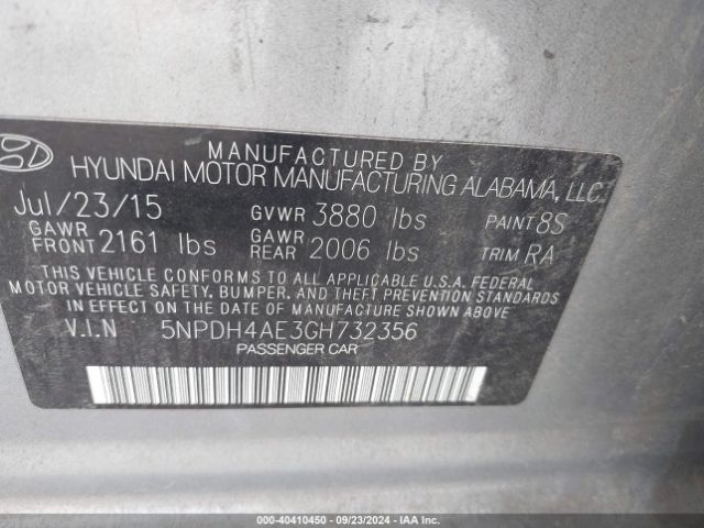 Photo 8 VIN: 5NPDH4AE3GH732356 - HYUNDAI ELANTRA 