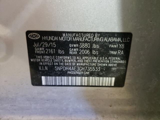 Photo 9 VIN: 5NPDH4AE3GH735533 - HYUNDAI ELANTRA SE 