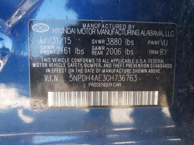 Photo 11 VIN: 5NPDH4AE3GH736763 - HYUNDAI ELANTRA SE 