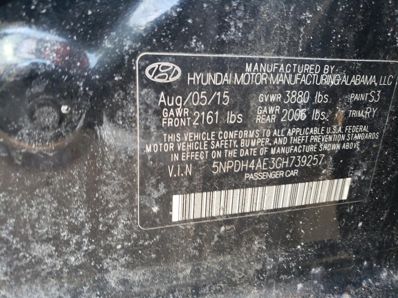 Photo 11 VIN: 5NPDH4AE3GH739257 - HYUNDAI ELANTRA 