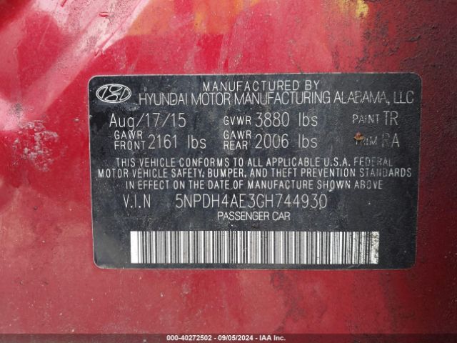 Photo 8 VIN: 5NPDH4AE3GH744930 - HYUNDAI ELANTRA 