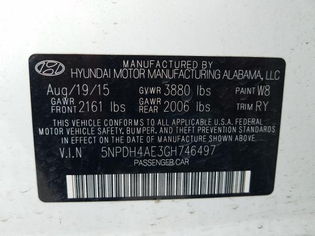 Photo 9 VIN: 5NPDH4AE3GH746497 - HYUNDAI ELANTRA SE 