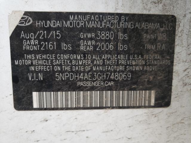 Photo 9 VIN: 5NPDH4AE3GH748069 - HYUNDAI ELANTRA SE 