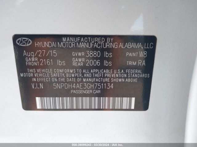 Photo 8 VIN: 5NPDH4AE3GH751134 - HYUNDAI ELANTRA 