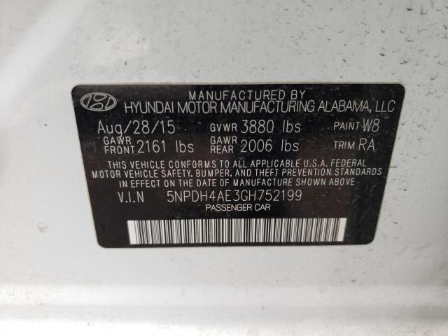 Photo 9 VIN: 5NPDH4AE3GH752199 - HYUNDAI ELANTRA SE 