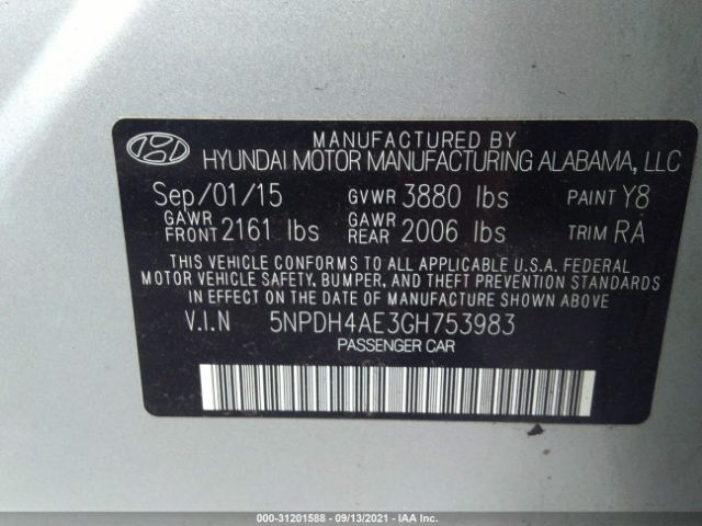 Photo 8 VIN: 5NPDH4AE3GH753983 - HYUNDAI ELANTRA 