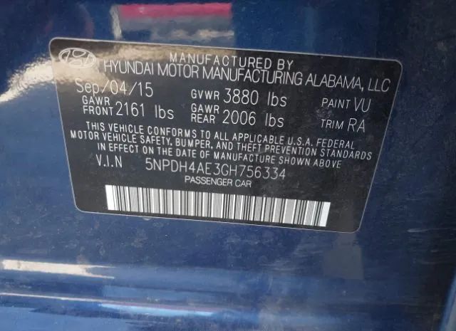 Photo 8 VIN: 5NPDH4AE3GH756334 - HYUNDAI ELANTRA 