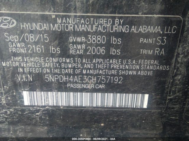 Photo 8 VIN: 5NPDH4AE3GH757192 - HYUNDAI ELANTRA 