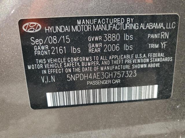 Photo 12 VIN: 5NPDH4AE3GH757323 - HYUNDAI ELANTRA 