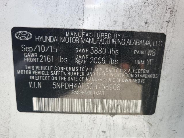 Photo 11 VIN: 5NPDH4AE3GH758908 - HYUNDAI ELANTRA SE 