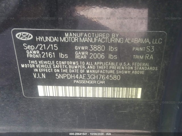 Photo 8 VIN: 5NPDH4AE3GH764580 - HYUNDAI ELANTRA 