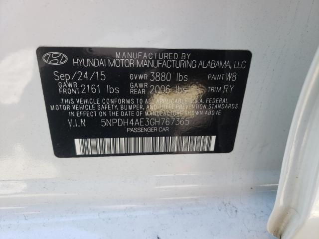 Photo 9 VIN: 5NPDH4AE3GH767365 - HYUNDAI ELANTRA SE 