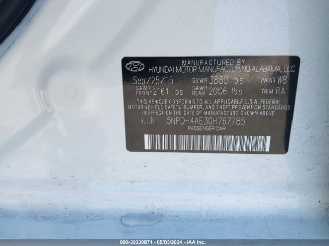 Photo 8 VIN: 5NPDH4AE3GH767785 - HYUNDAI ELANTRA 