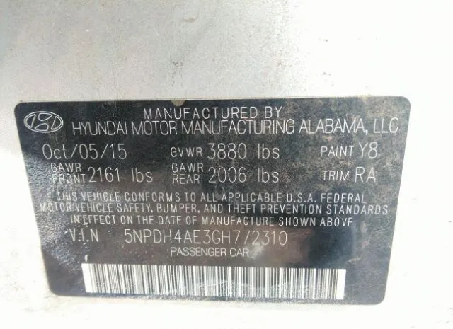 Photo 8 VIN: 5NPDH4AE3GH772310 - HYUNDAI ELANTRA 