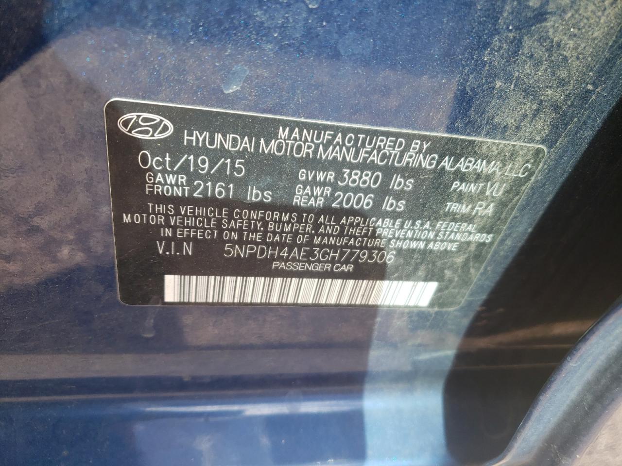 Photo 11 VIN: 5NPDH4AE3GH779306 - HYUNDAI ELANTRA 