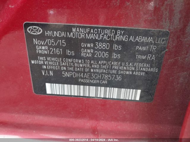 Photo 8 VIN: 5NPDH4AE3GH785736 - HYUNDAI ELANTRA 