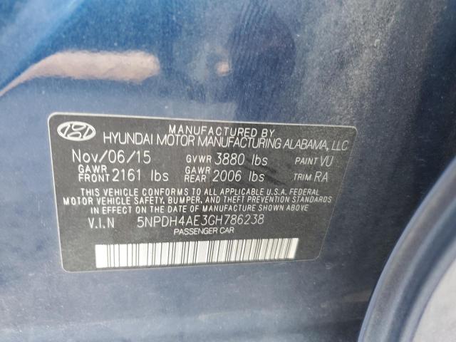 Photo 11 VIN: 5NPDH4AE3GH786238 - HYUNDAI ELANTRA SE 