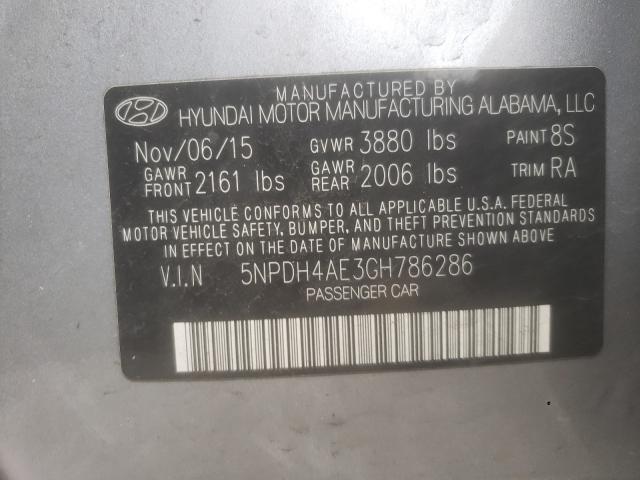 Photo 9 VIN: 5NPDH4AE3GH786286 - HYUNDAI ELANTRA SE 