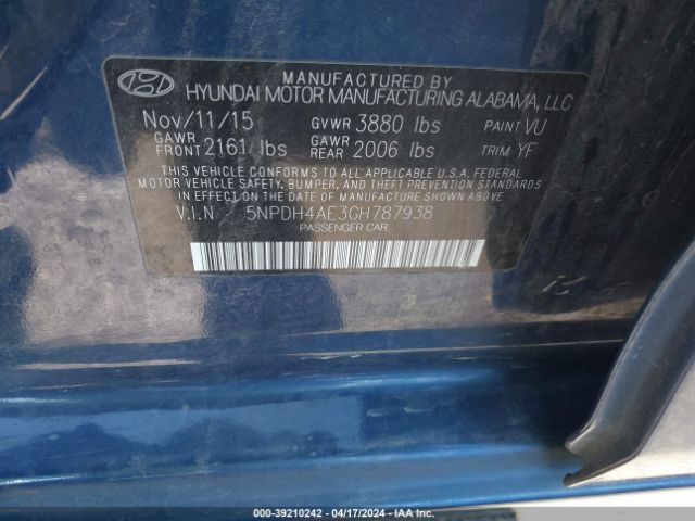 Photo 8 VIN: 5NPDH4AE3GH787938 - HYUNDAI ELANTRA 