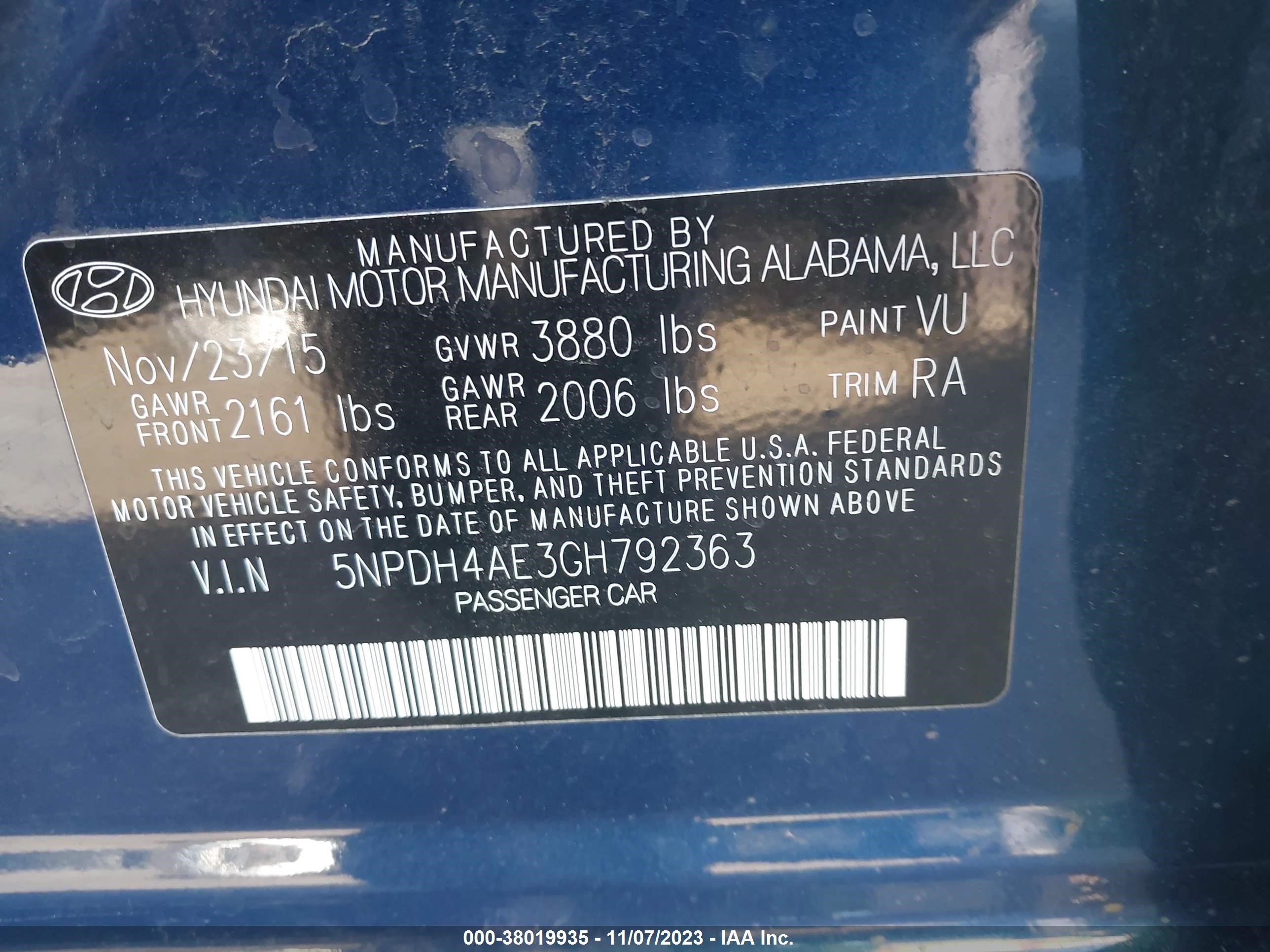 Photo 8 VIN: 5NPDH4AE3GH792363 - HYUNDAI ELANTRA 