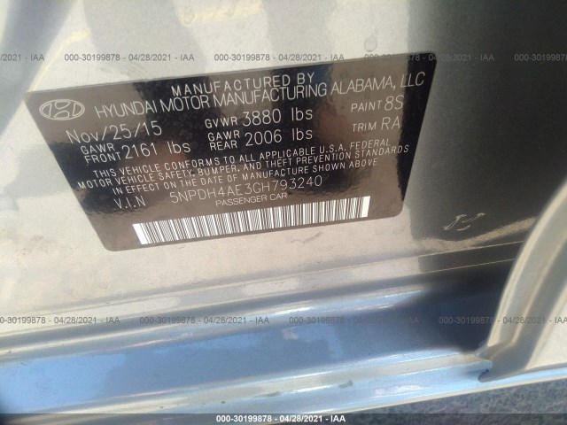 Photo 8 VIN: 5NPDH4AE3GH793240 - HYUNDAI ELANTRA 