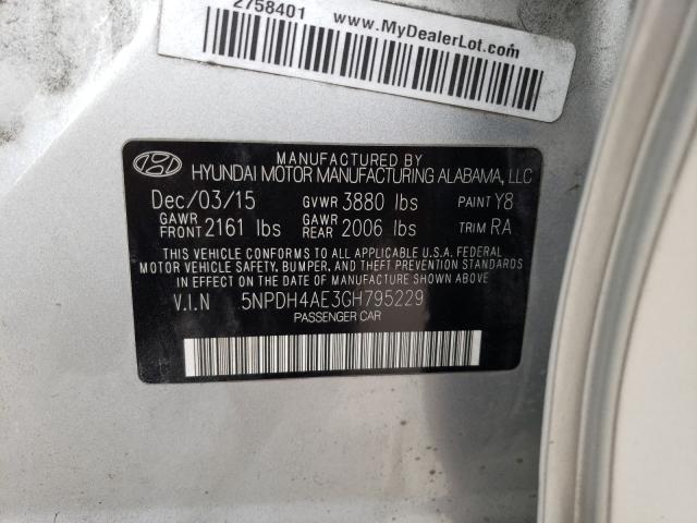 Photo 9 VIN: 5NPDH4AE3GH795229 - HYUNDAI ELANTRA SE 