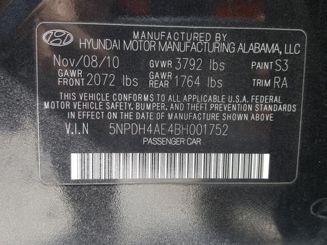 Photo 9 VIN: 5NPDH4AE4BH001752 - HYUNDAI ELANTRA GL 