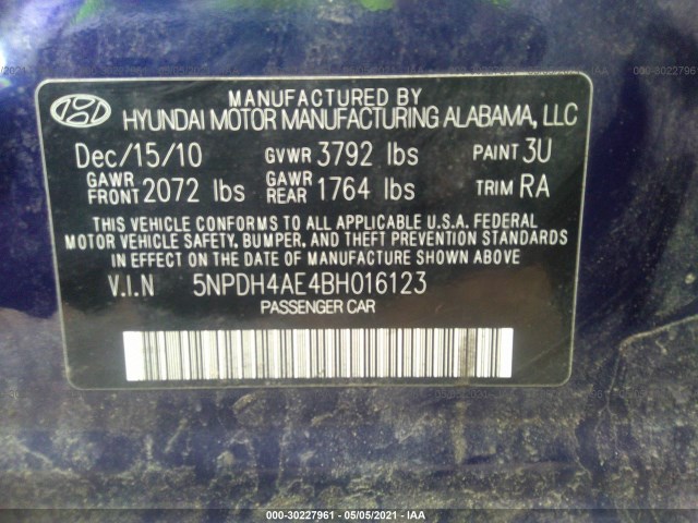 Photo 8 VIN: 5NPDH4AE4BH016123 - HYUNDAI ELANTRA 