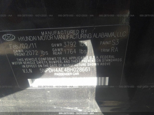 Photo 8 VIN: 5NPDH4AE4BH028661 - HYUNDAI ELANTRA 