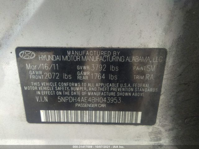 Photo 8 VIN: 5NPDH4AE4BH043953 - HYUNDAI ELANTRA 