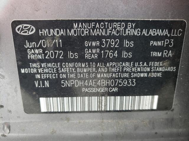 Photo 9 VIN: 5NPDH4AE4BH075933 - HYUNDAI ELANTRA GL 