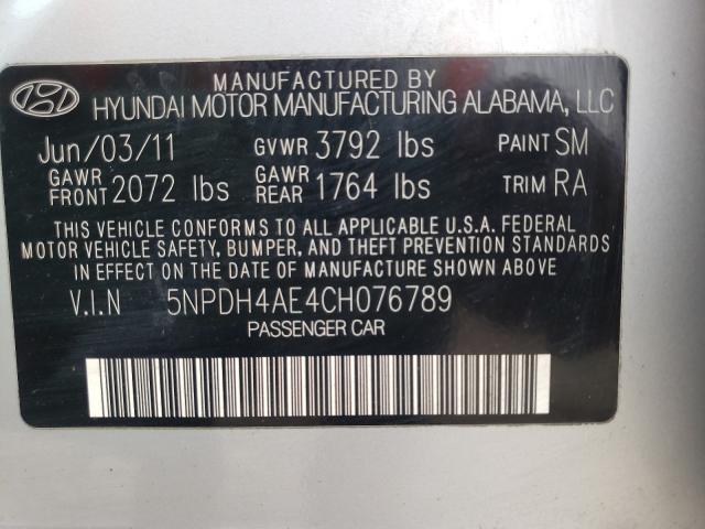 Photo 9 VIN: 5NPDH4AE4CH076789 - HYUNDAI ELANTRA GL 